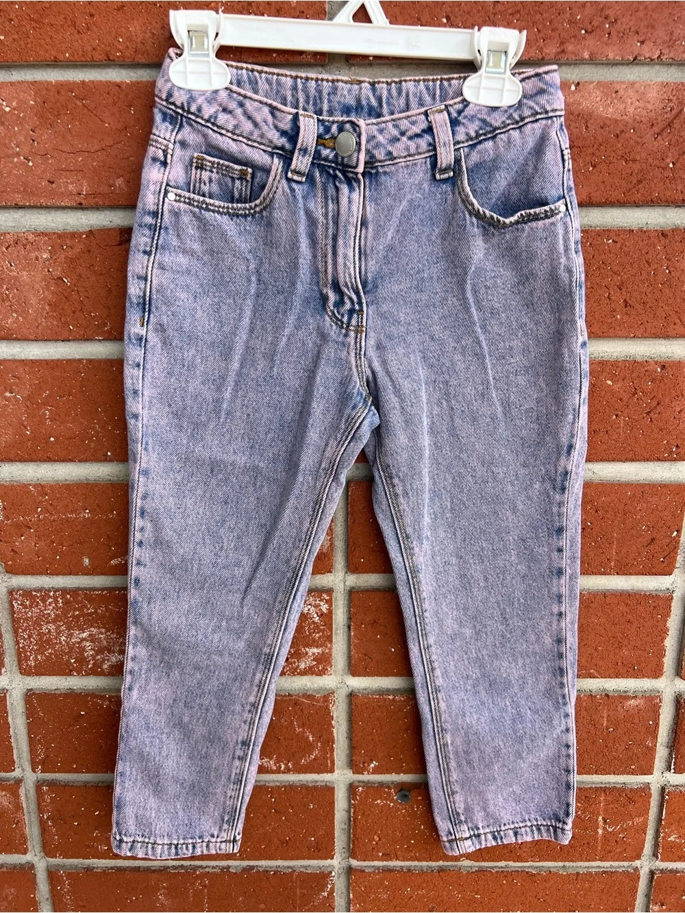 NEXT Girls Never Worn Cropped Jeans Size 6 Pink Blue Wash Denim